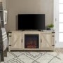 Foster Light Oak Effect TV Unit with Electric Fire & Storage Cupboards - TV's up to 60"