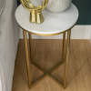 Gold Round Side Table in Faux Marble - Foster
