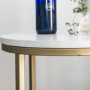 GRADE A1 - Gold Round Side Table in Faux Marble - Foster