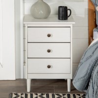 White Bedside Table in Solid Pine with 3 Drawers - Foster White Bedside Table in Solid Pine with 3 Drawers - Foster