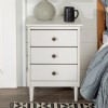 White Bedside Table in Solid Pine with 3 Drawers - Foster