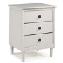 White Bedside Table in Solid Pine with 3 Drawers - Foster