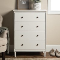 White Painted Chest of 4  Drawers with Legs - Foster