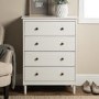 White Painted Chest of 4  Drawers with Legs - Foster