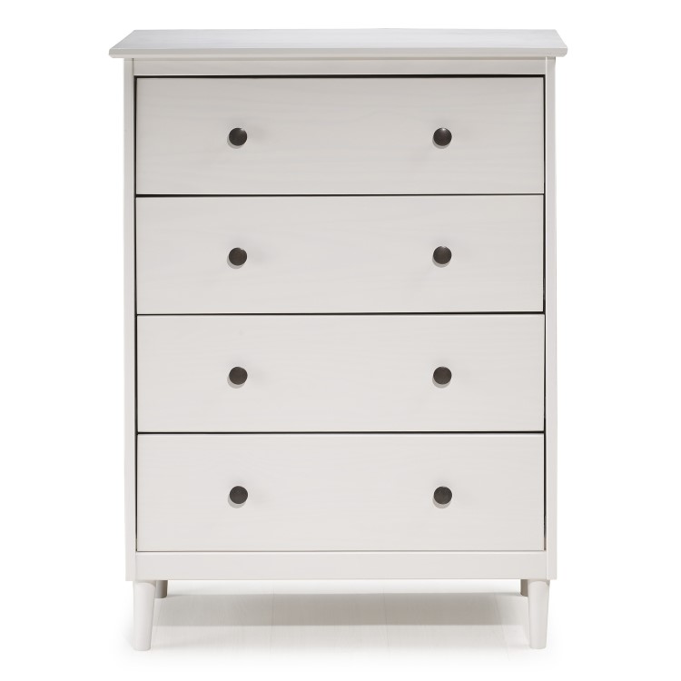 White Painted Chest of 4  Drawers with Legs - Foster