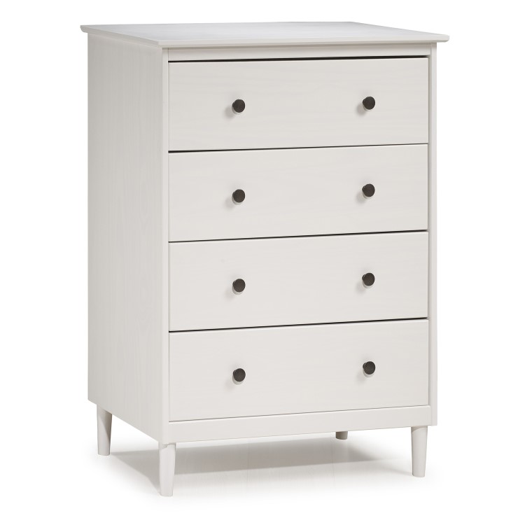 White Painted Chest of 4  Drawers with Legs - Foster