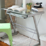 Glass Office Desk with Keyboard Tray - Foster