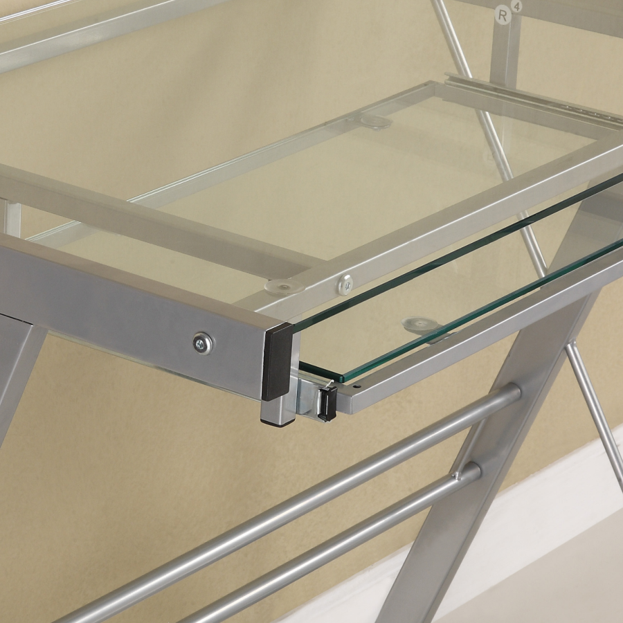 Glass Office Desk with Keyboard Tray - Foster