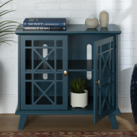 Blue Solid Wood Storage Cabinet - Foster