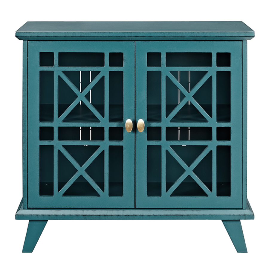 Blue Solid Wood Storage Cabinet - Foster