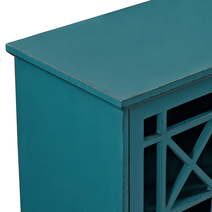 Blue Solid Wood Storage Cabinet - Foster