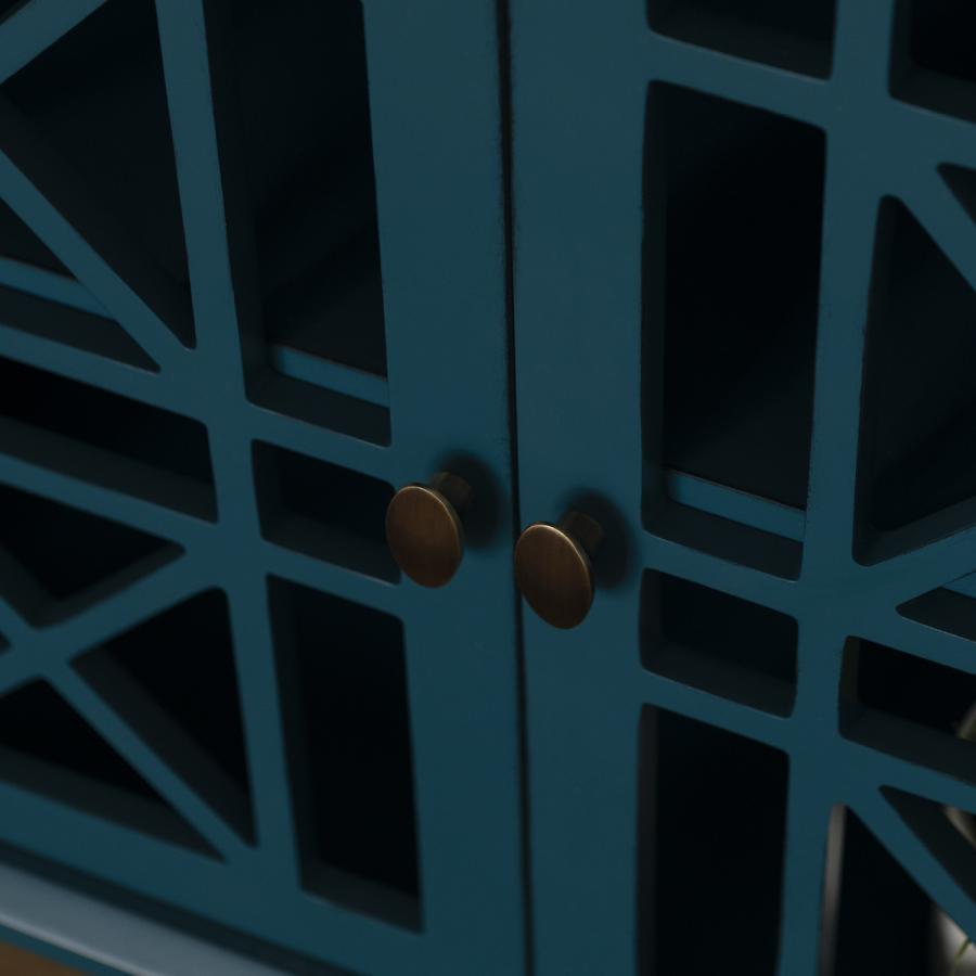 Blue Solid Wood Storage Cabinet - Foster