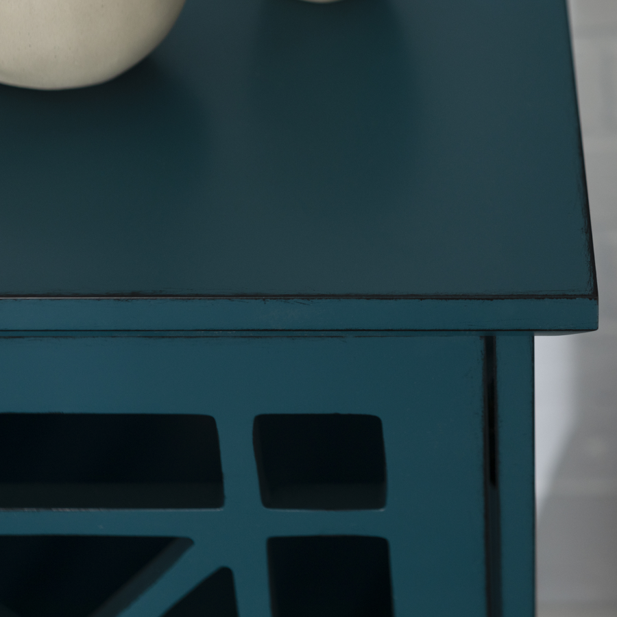 Blue Solid Wood Storage Cabinet - Foster