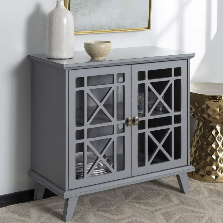 Grey Solid Wood Sideboard with Double Doors - Foster