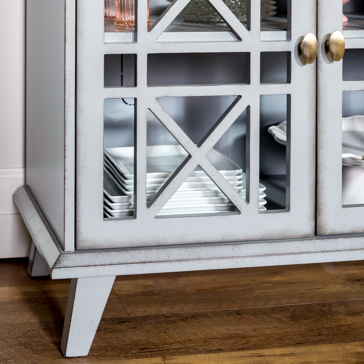 Grey Solid Wood Sideboard with Double Doors - Foster