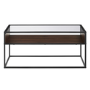 Small Glass Coffee Table with Brown Wooden Shelf - Foster