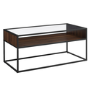 Small Glass Coffee Table with Brown Wooden Shelf - Foster