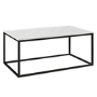 GRADE A1 - Small White Faux Marble Coffee Table with Black Base - Foster