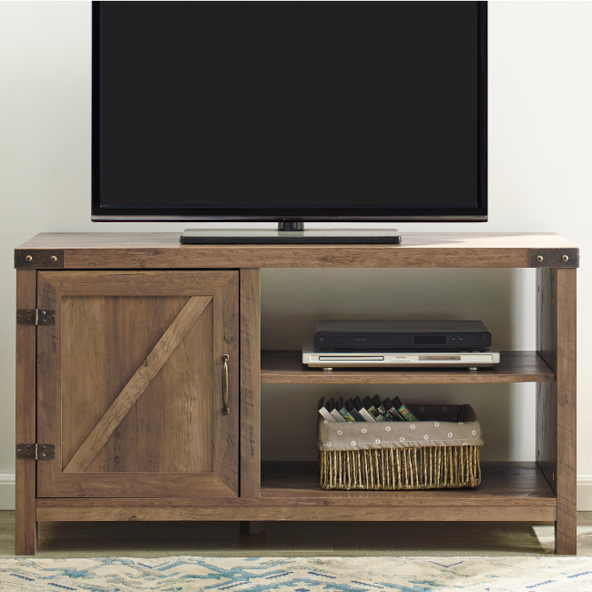 Foster Rustic Oak TV Unit with Storage - TV's up to 50"