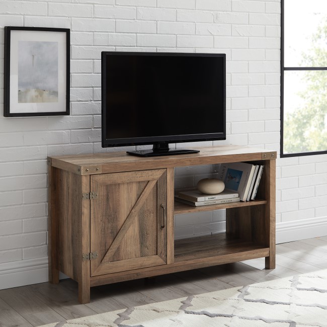 Foster Rustic Oak TV Unit with Storage - TV's up to 50"