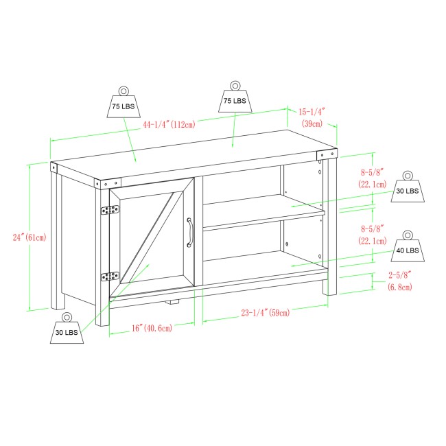 Foster Rustic Oak TV Unit with Storage - TV's up to 50"