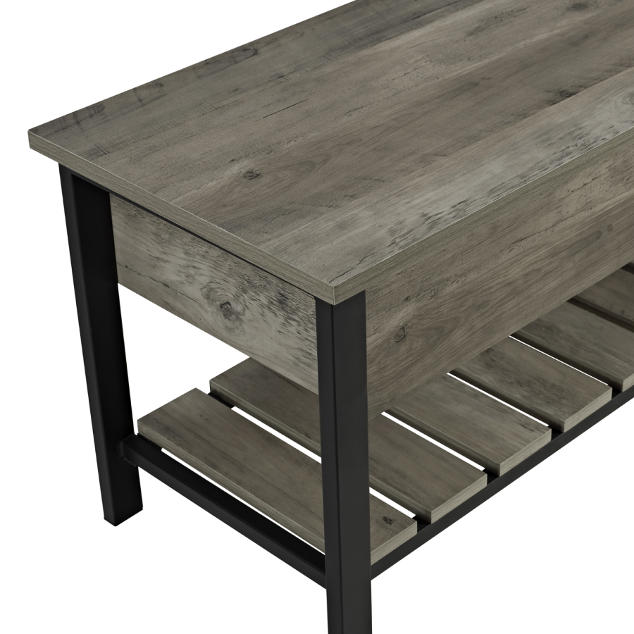 Foster Grey Storage Bench with Shoe Rack