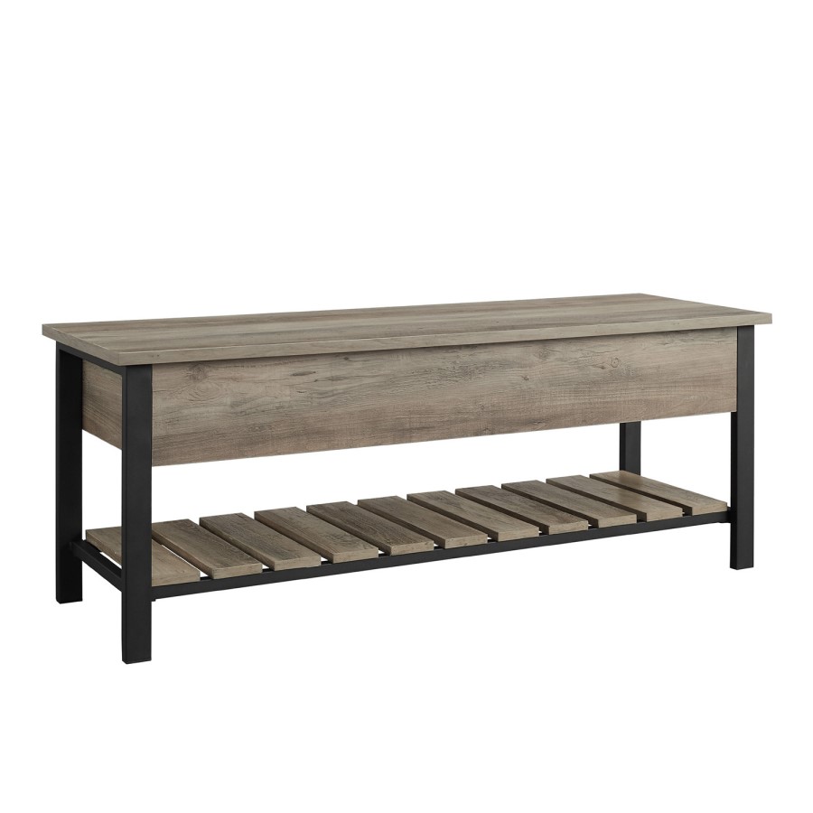 Foster Grey Storage Bench with Shoe Rack