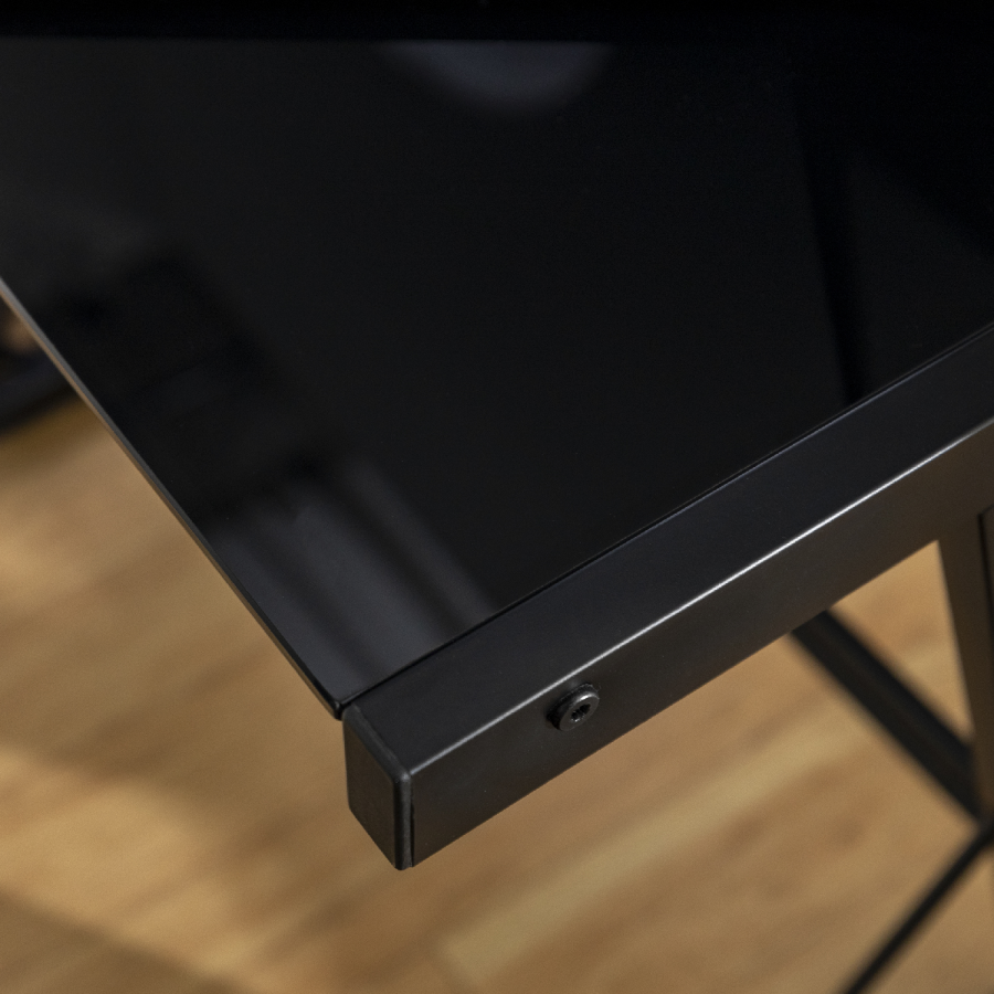 Foster Modern Metal Glass Corner Computer Desk - Black