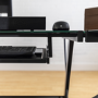 Foster Modern Metal Glass Corner Computer Desk - Black