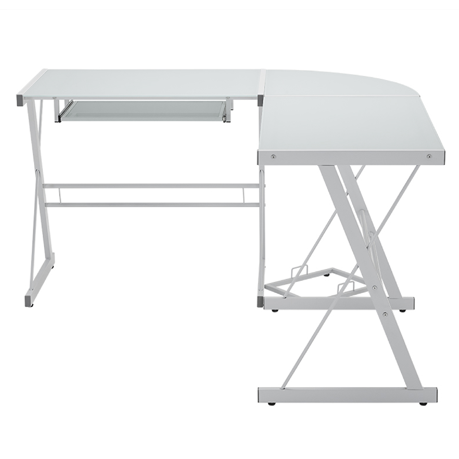 White glass corner top desk