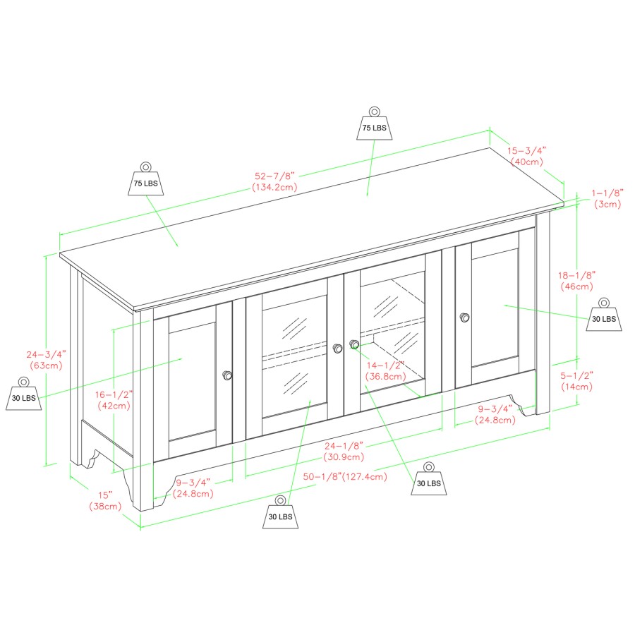 White Wood Veneer TV Unit with Storage - Foster - TV's up to 55"