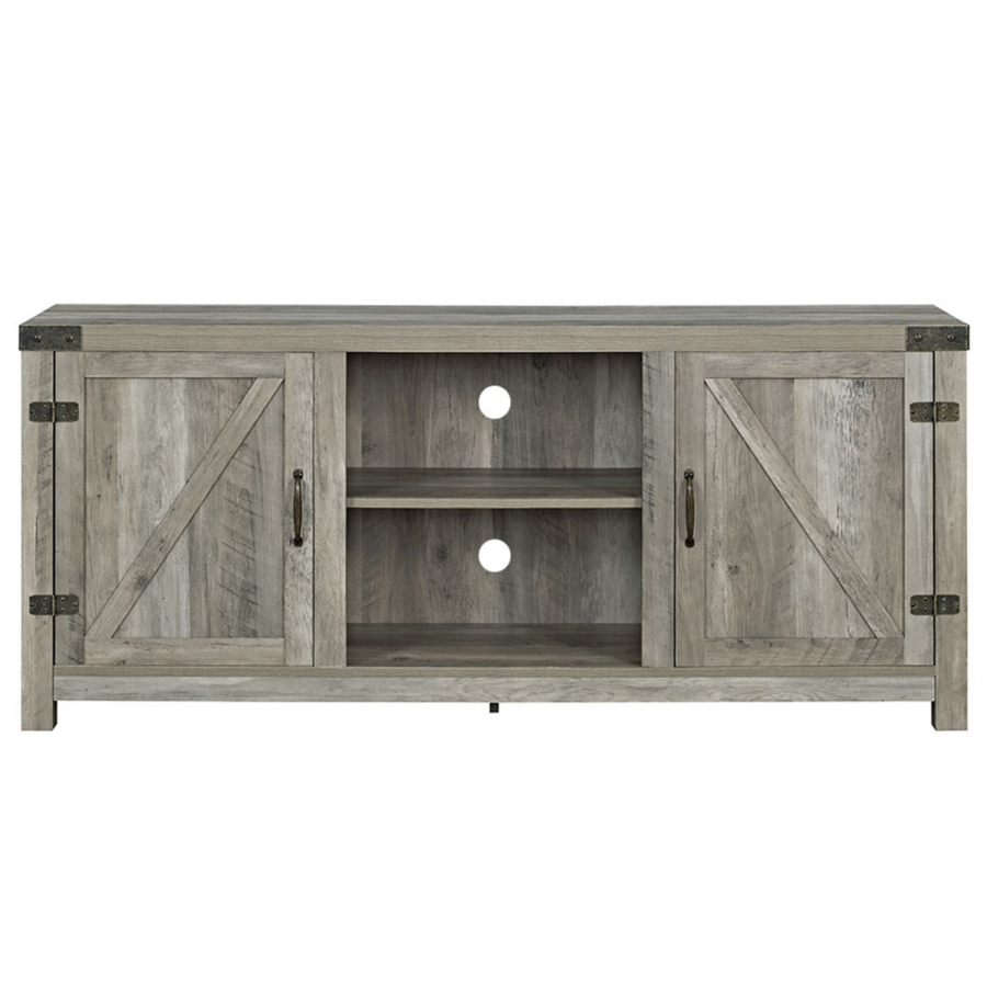 Foster Grey Wood Effect TV Unit with Open Shelves & Cupboards - TV's up to 65"