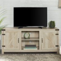 Foster Light Wood Effect TV Unit with Open Shelves & Cupboards - TV's up to 60"