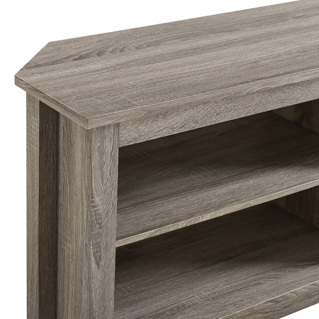 Foster Grey Wood Effect Corner TV Unit with Open Shelves - TV's up 60"