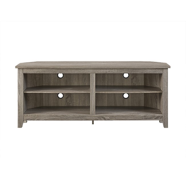 Foster Grey Wood Effect Corner TV Unit with Open Shelves - TV's up 60"