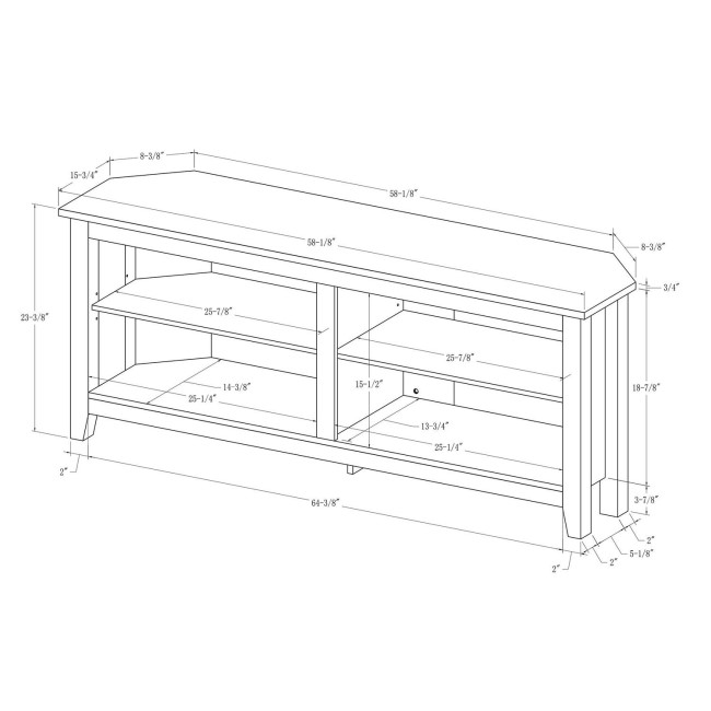 Foster Grey Wood Effect Corner TV Unit with Open Shelves - TV's up 60"