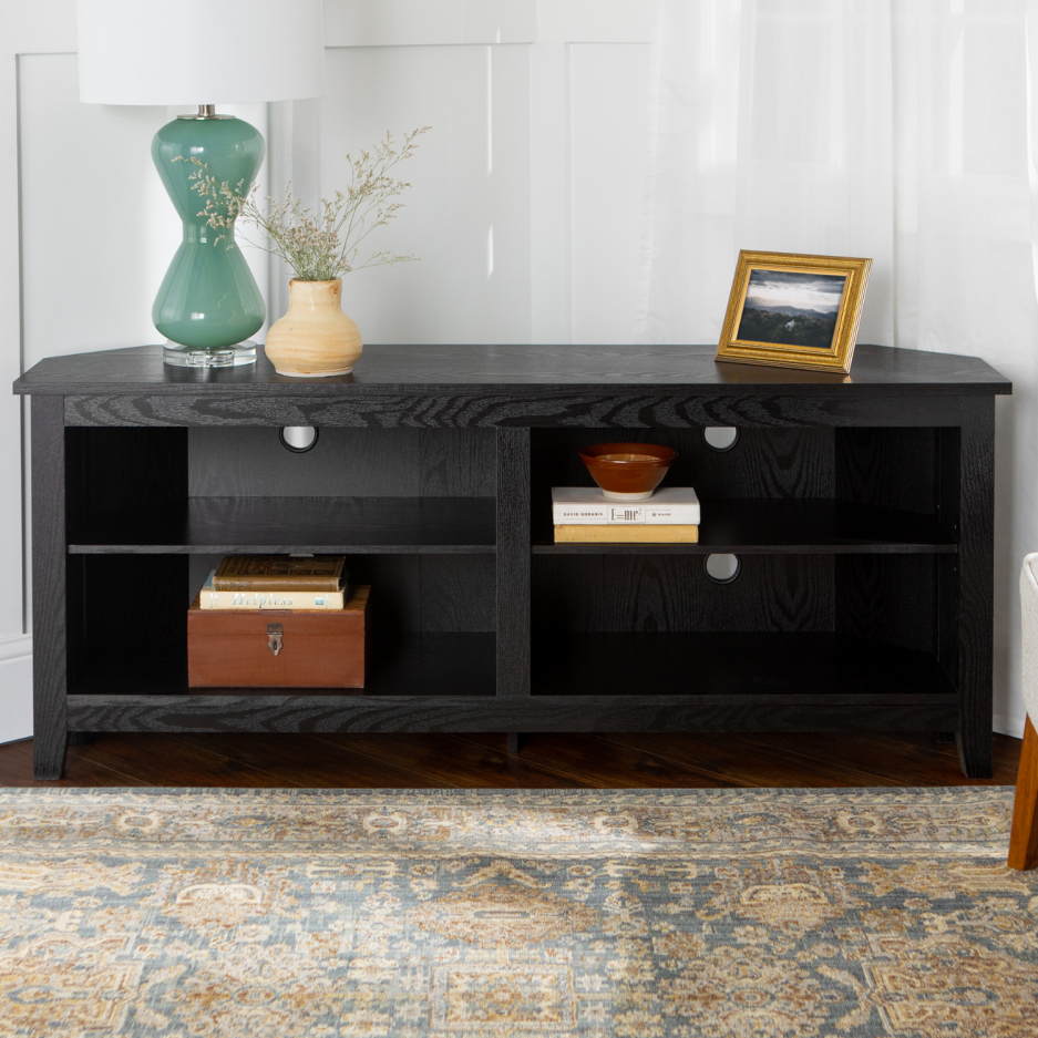 Black And Wood Tv Unit Black Wood Effect Corner TV Unit with 4 Open Shelves - Foster - TV's up