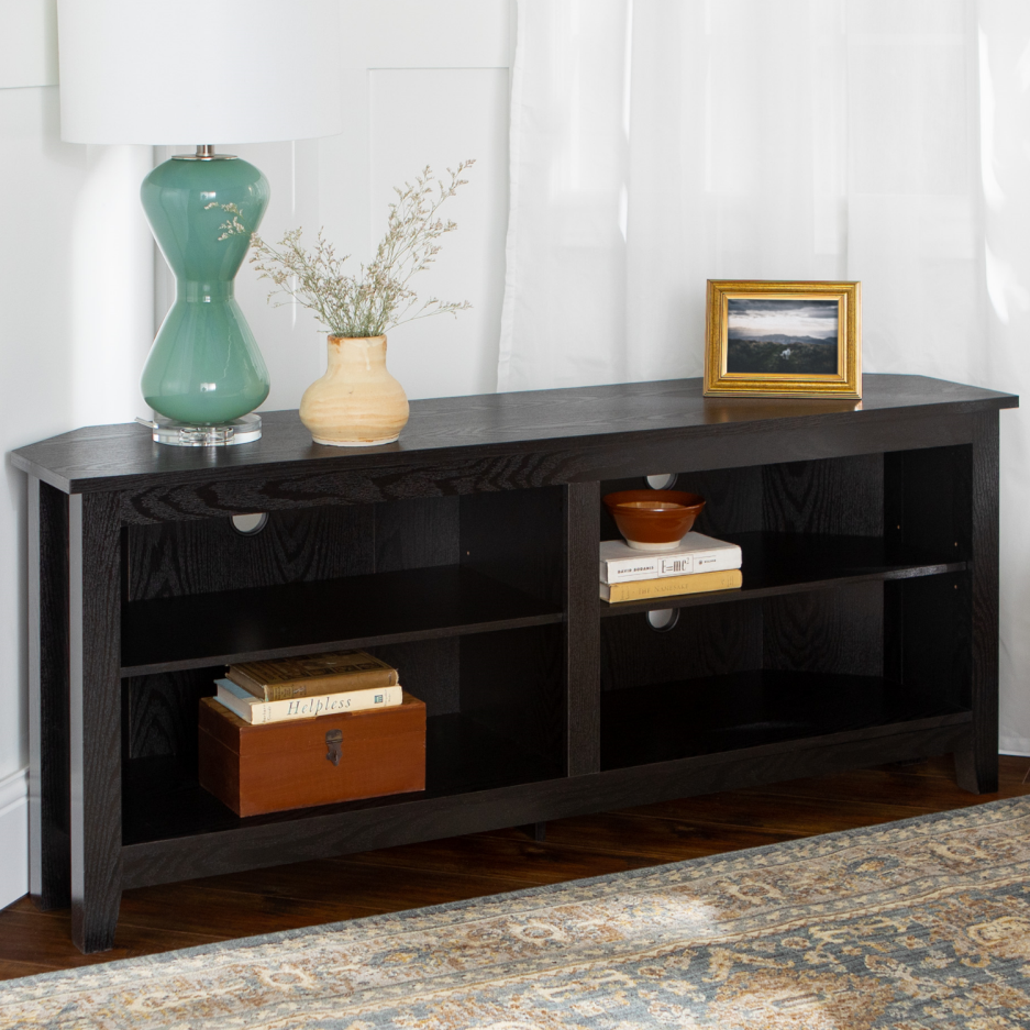 Black And Wood Tv Unit Black Wood Effect Corner TV Unit with 4 Open Shelves - Foster - TV's up