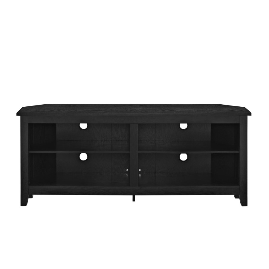 Black Wood Effect Corner TV Unit with 4 Open Shelves - Foster - TV's up to 60"