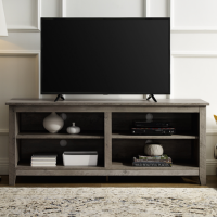 Foster Grey Wooden TV Unit with Open Shelves - TV's up to 60"