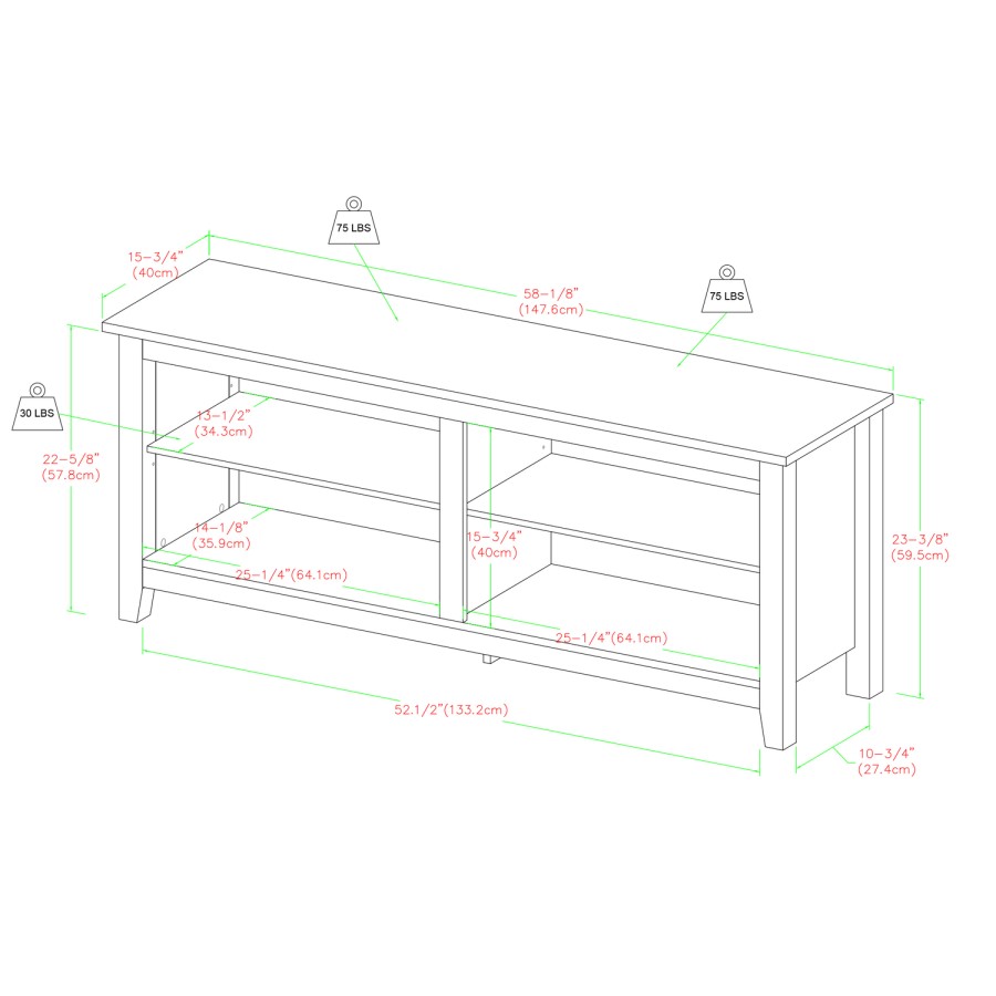 Foster Grey Wooden TV Unit with Open Shelves - TV's up to 60"