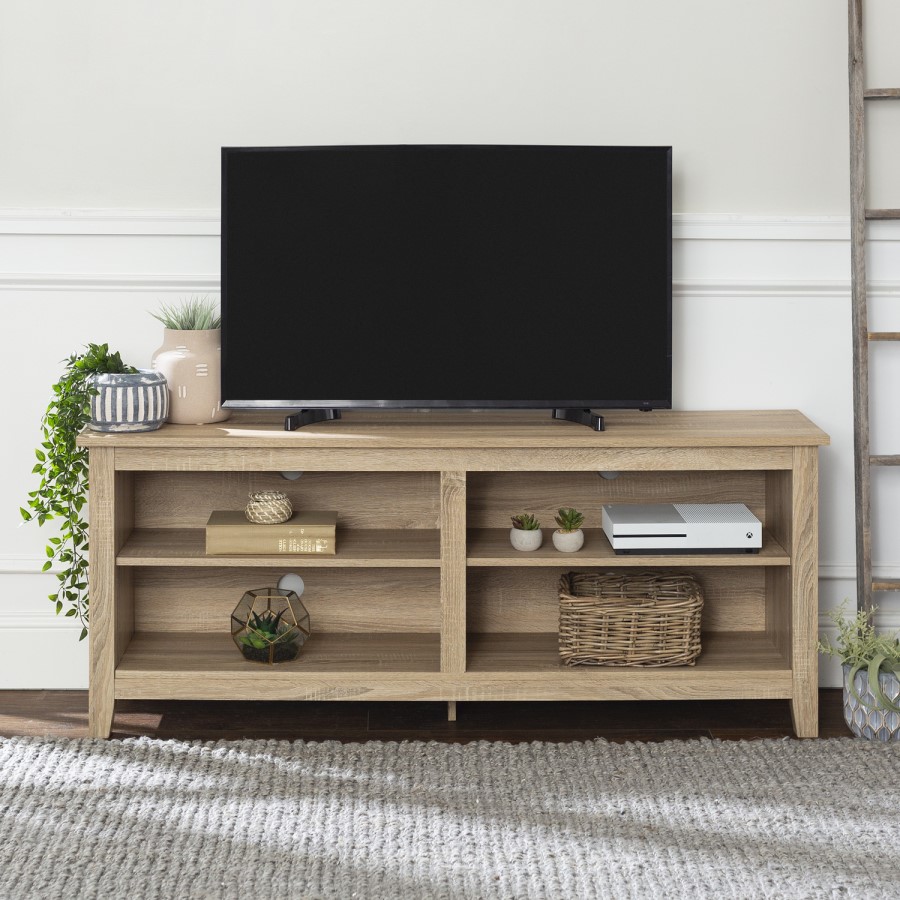 Foster Wood Effect TV Unit with 4 Open Shelves