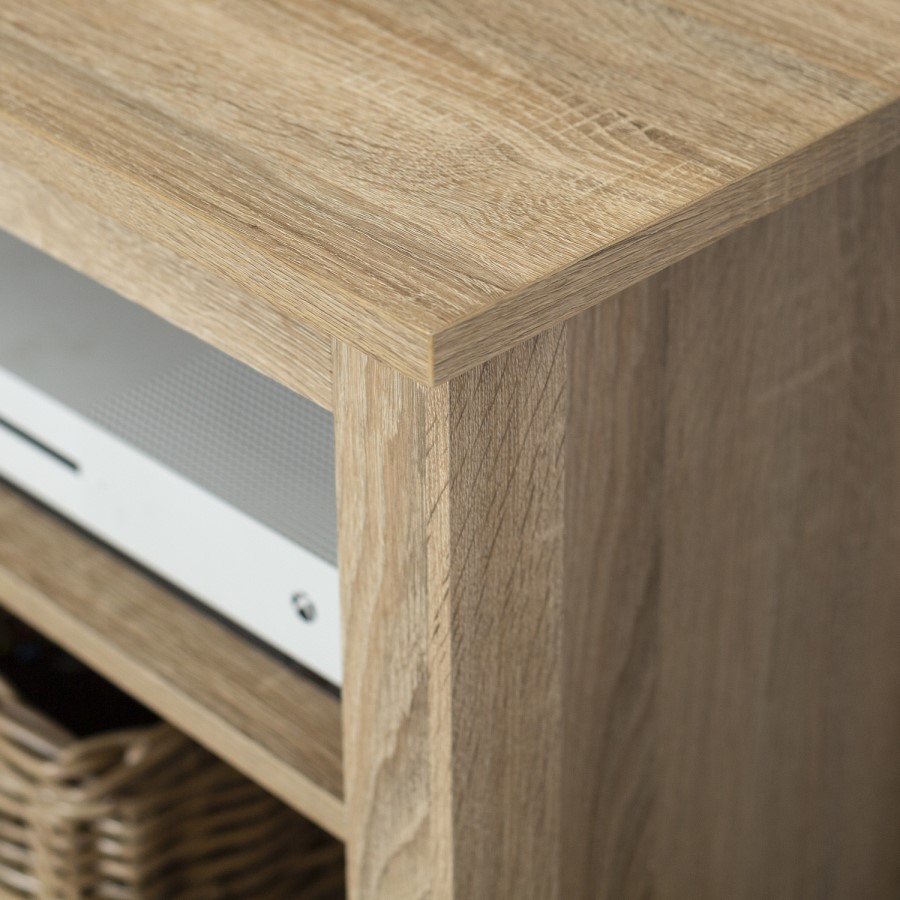 Foster Wood Effect TV Unit with 4 Open Shelves
