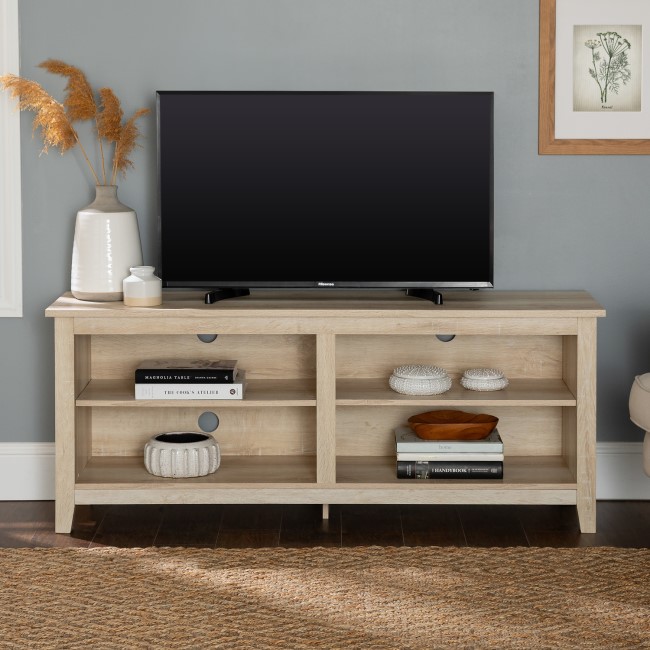 Foster Light Oak TV Unit with 4 Open Shelves -TV's up to 60"
