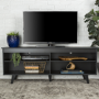 Foster Black Wooden TV Unit with Open Shelves - TV's up to 60"