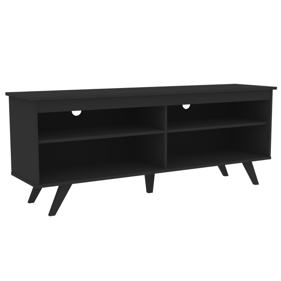 Foster Black Wooden TV Unit with Open Shelves - TV's up to 60"