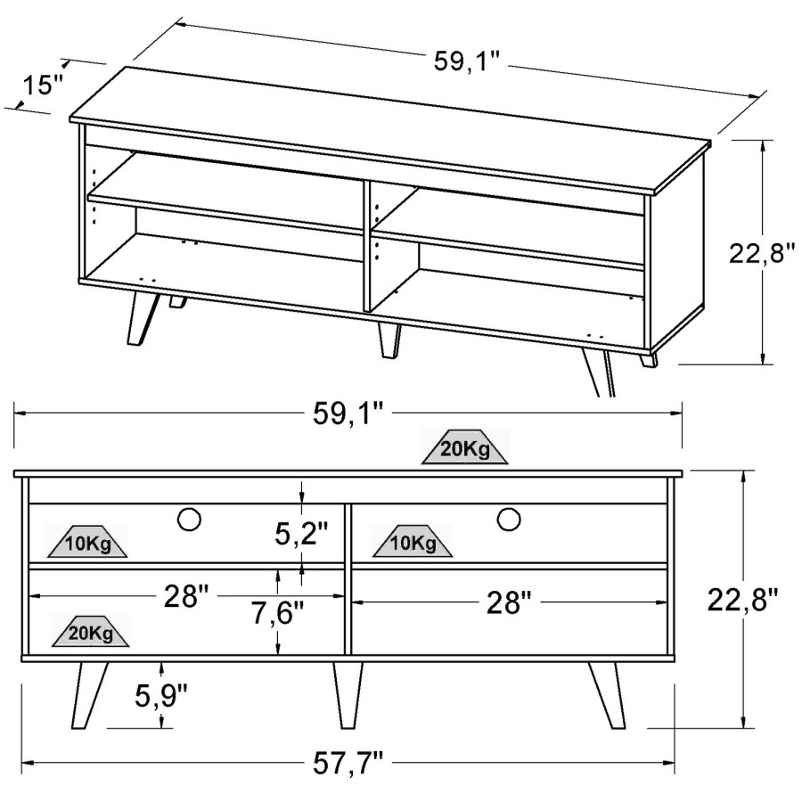 White Wooden TV Unit with Storage - Foster - TV's up to 60"