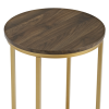Gold Round Side Table with Dark Wood Top - Foster