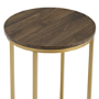 Gold Round Side Table with Dark Wood Top - Foster