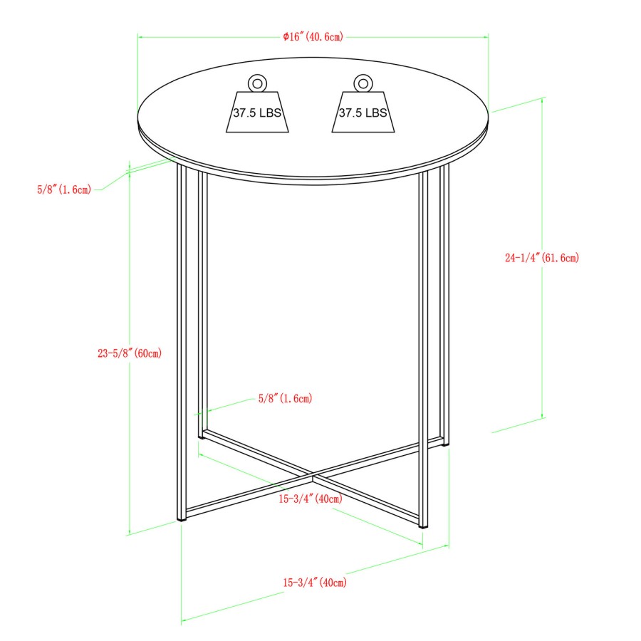 Gold Round Side Table with Dark Wood Top - Foster